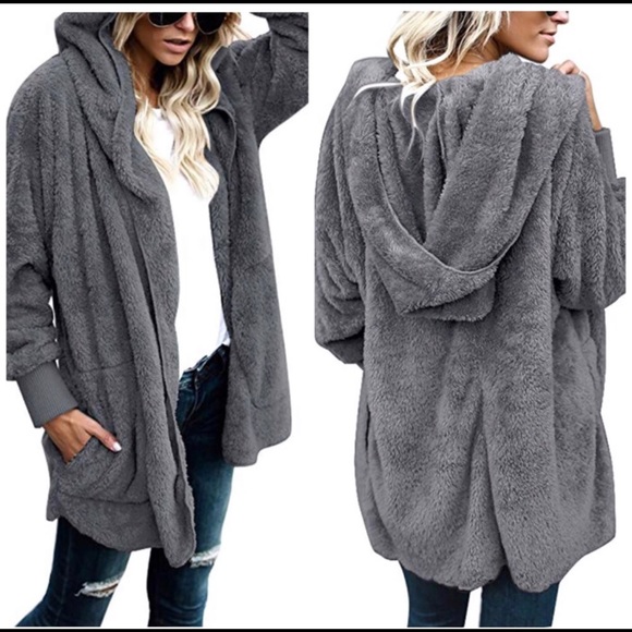 Light Gray hooded cardigan - Picture 2 of 3